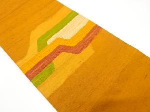 節紬　幾何学模様織り出し　名古屋帯